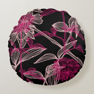 Coussins Ronds elegant seamless pattern with decorative pink rose