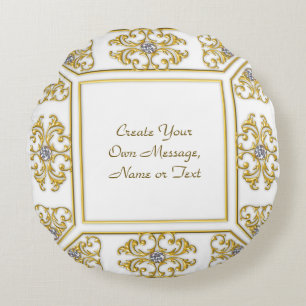 Coussins Ronds Elégante bordure or ornementale avec Accent diaman