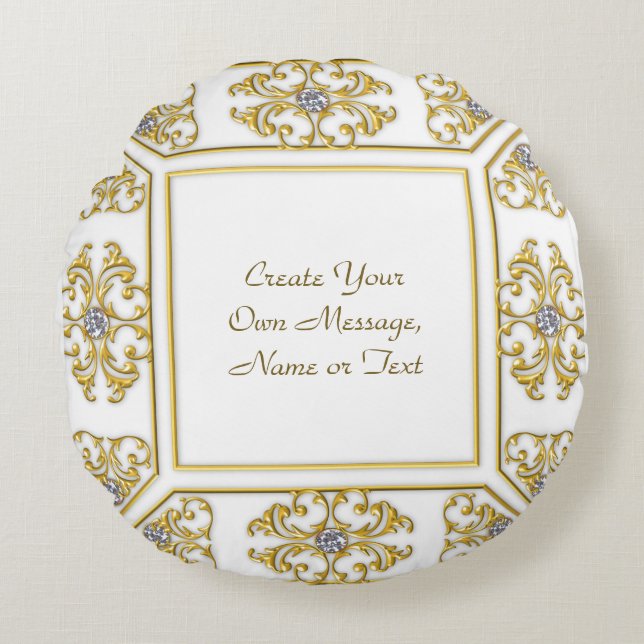 Coussins Ronds Elégante bordure or ornementale avec Accent diaman (Devant)