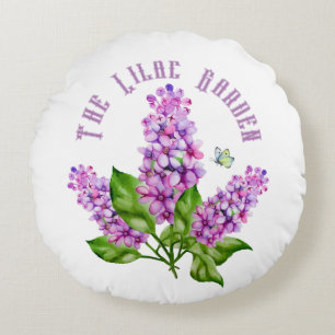 Coussins Ronds Élégante branche lilas aquarelle