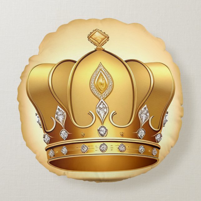 Coussins Ronds Elégante Couronne d'or (Devant)