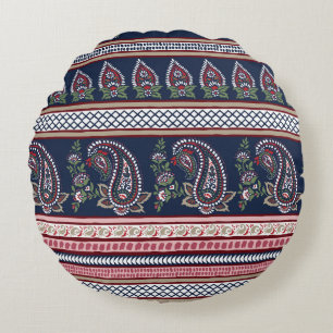 Coussins Ronds Elégante Marine Paisley : Conception des frontière