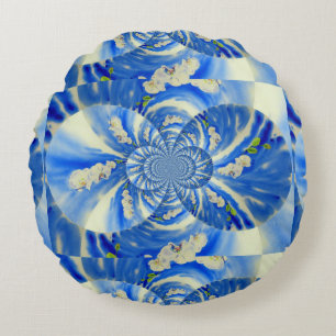 Coussins Ronds Elégante peinture à l'aquarelle d'orchidée blanche