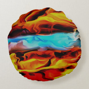 Coussins Ronds Eléments Chauds Et Froids Acrylique Verser Abstrai