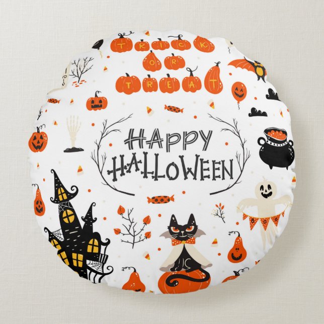Coussins Ronds Eléments de design Halloween. Cliparts d'Halloween (Devant)