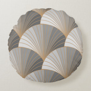 Coussins Ronds Éléments gris avec contour doré. motif sans soudur