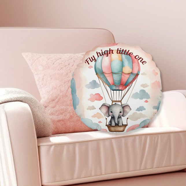 Coussins Ronds Eléphant à ballon à air chaud (Créateur téléchargé)