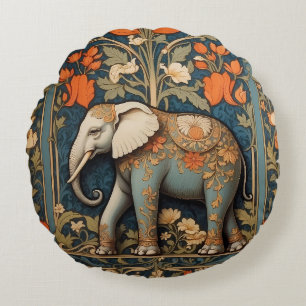 Coussins Ronds Eléphant décoré William Morris Inspiré Floral