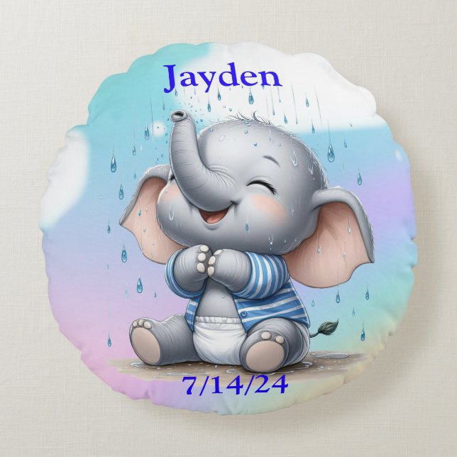 Coussins Ronds Eléphant garçon (Devant)