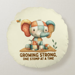 Coussins Ronds Éléphant Patchwork “Grandir en force
