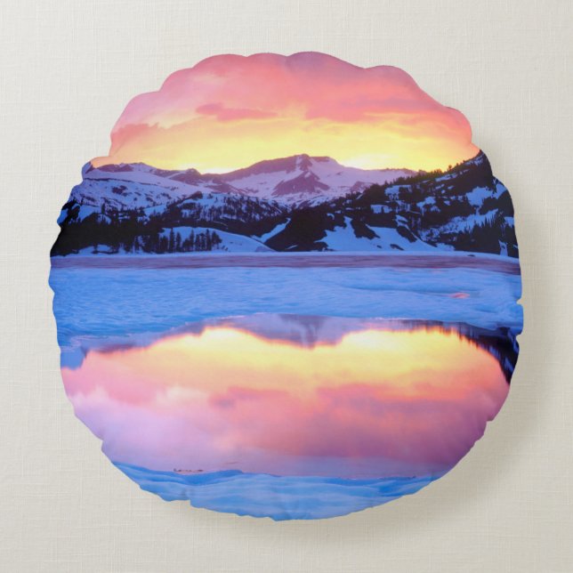 Coussins Ronds Ellery Lake au coucher du soleil (Devant)