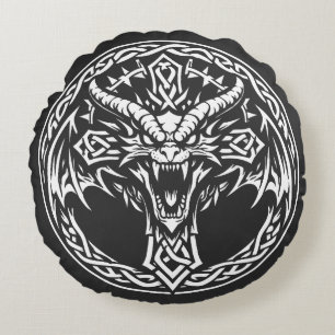 Coussins Ronds Emblème Dragon Celtique par BurnsInHell