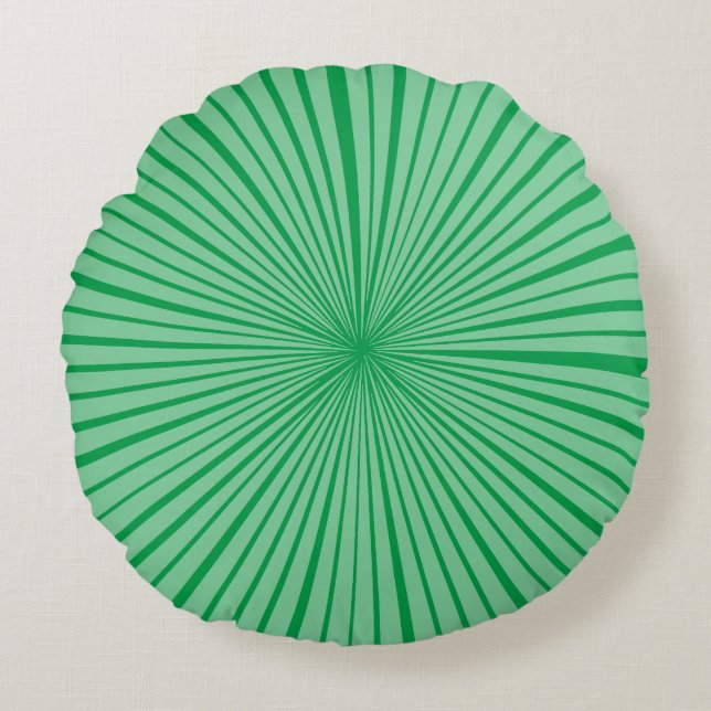 Coussins Ronds Emerald Green Sage Starburst Wheel Stripe Motif (Devant)
