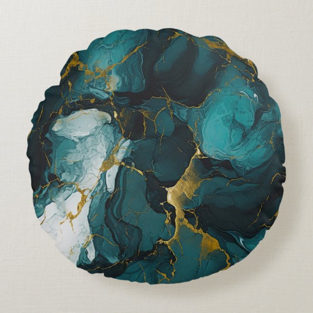 Coussins Ronds Emerald Marble with Golden Veins (Devant)