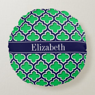 Coussins Ronds Emerald Navy Marocain #5DS Navy Monogramme Nom