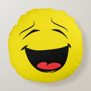 Coussins Ronds Emoji du visage joyeux et souriant