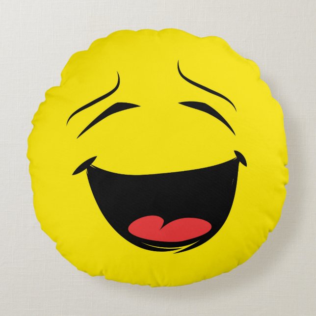 Coussins Ronds Emoji du visage joyeux et souriant (Devant)