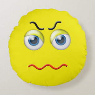 Coussins Ronds Emoji fâché fol