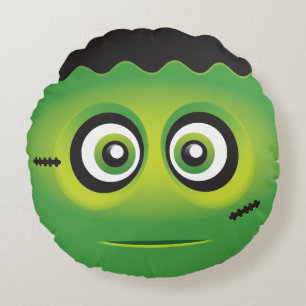 Coussins Ronds Emoji mignon de monstre de vert de lil