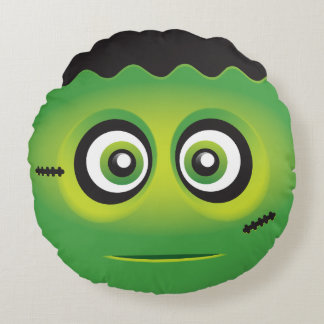 Coussins Ronds Emoji mignon de monstre de vert de lil