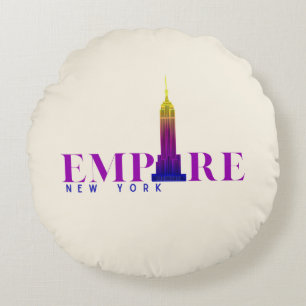 Coussins Ronds Empire State Building-New York-Violet Vibrant-