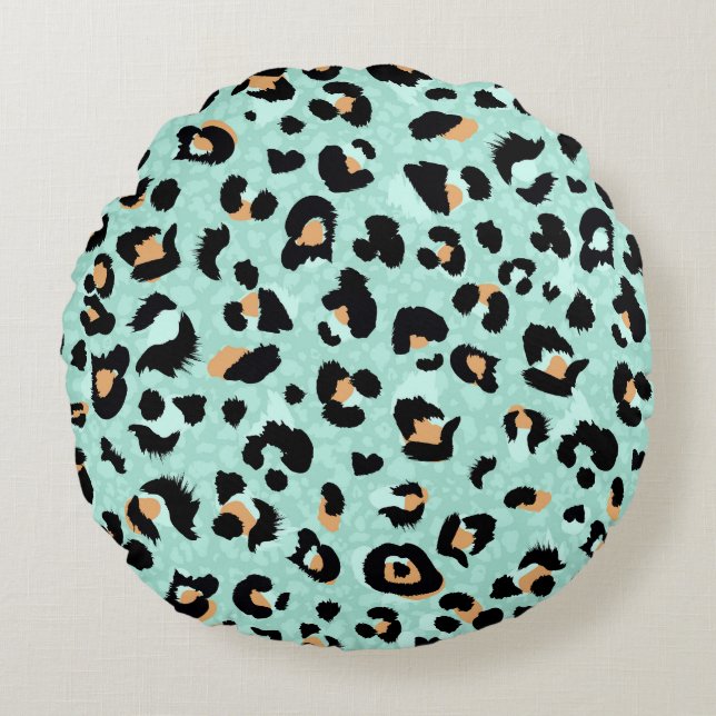 Coussins Ronds Empreinte de léopard, motif animal (Devant)