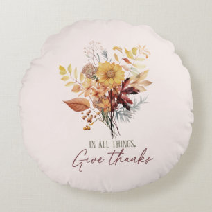 Coussins Ronds En Tout, Donnez Merci - Bouquet Floral Automne