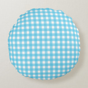 Coussins Ronds En vichy bleu cérusé clair