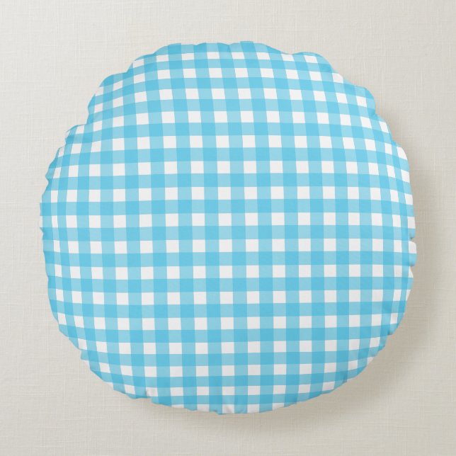 Coussins Ronds En vichy bleu cérusé clair (Devant)