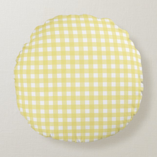 Coussins Ronds En vichy jaune pâle et blanc (Devant)