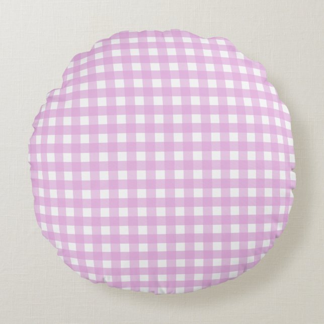 Coussins Ronds En vichy rose pâle (Devant)