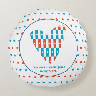 Coussins Ronds Endroit patriotique au coeur, encouragement de