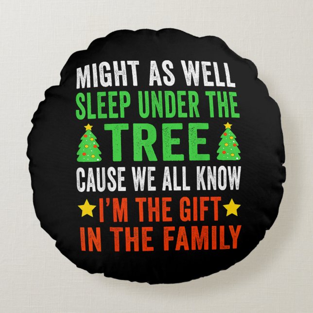 Coussins Ronds Enfants de Noël amusants Pyjamas de Noël Filles Ga (Devant)