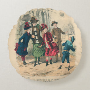 Coussins Ronds Enfants Famille Antique Victorienne Enfant