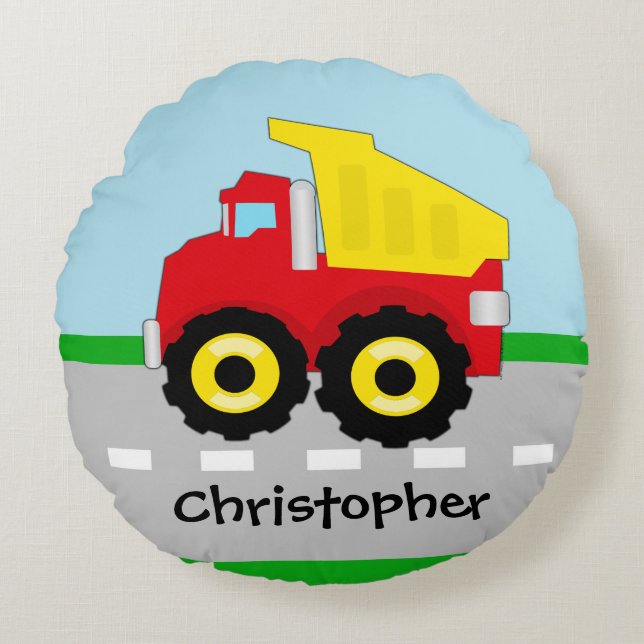 Coussins Ronds Enfants garçons Construction camion (Devant)