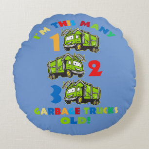 Coussins Ronds Enfants Je suis ce nombre 1 2 3 Garbage Trucks Vie
