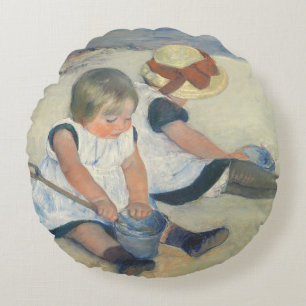 Coussins Ronds Enfants jouant sur la plage, 1884