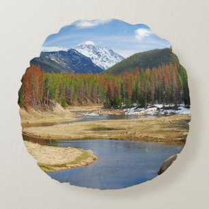 Coussins Ronds Enroulement le fleuve Colorado avec des montagnes