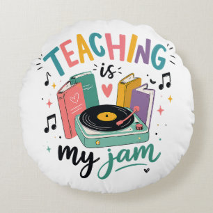 Coussins Ronds Enseignement Rétro Est Mon Jam Disque Vinyle Ensei