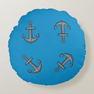 Coussins Ronds Ensemble d'ancre de bateau de dessin animé