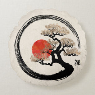 Coussins Ronds Enso Circle et Bonsai Tree sur toile