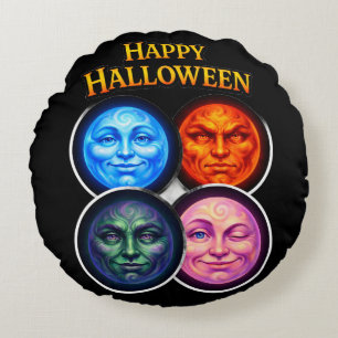 Coussins Ronds Entre quatre éléments, lune fait face à gothique f