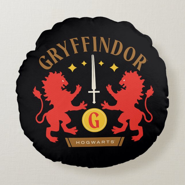 Coussins Ronds Épée double lion graphique de la maison GRYFFINDOR (Devant)