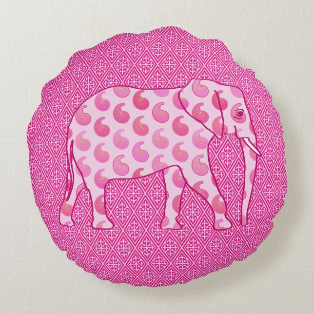 Coussins Ronds Ephène de mer - rose glacé et fuchsia (Dos)