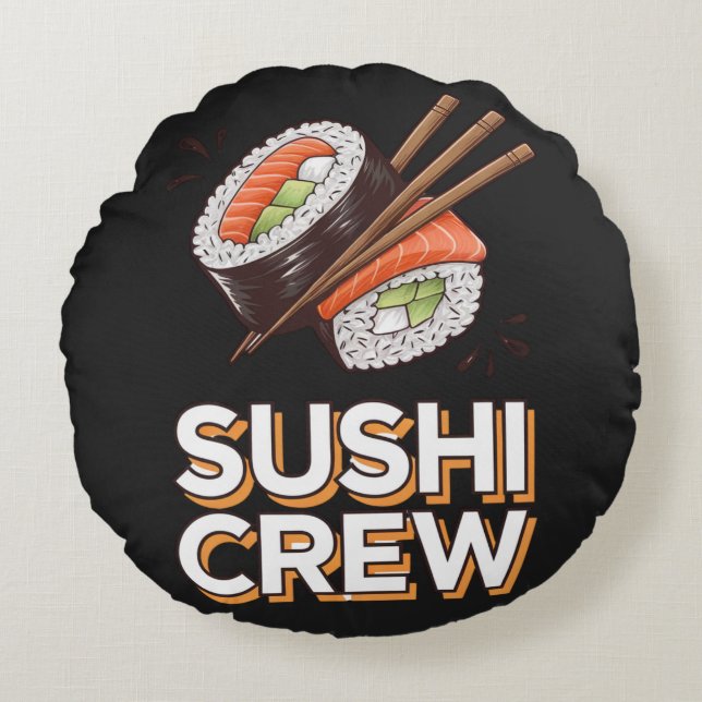 Coussins Ronds Équipage de sushi (Devant)