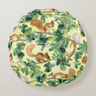 Coussins Ronds Equipe aquarelle, chêne motif sans soudure.