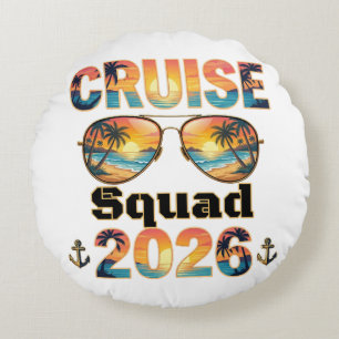 Coussins Ronds Équipe de croisière 2026 - Coucher de soleil rétro