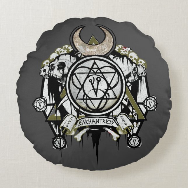 Coussins Ronds Équipe de suicide | Symboles d'enchantement Tattoo (Devant)