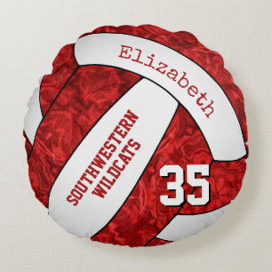 Coussins Ronds équipe de volley-ball rouge blanc couleurs filles