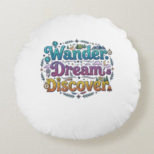 Coussins Ronds Errer. Rêver. Découvrir. – Voyage Inspirant A